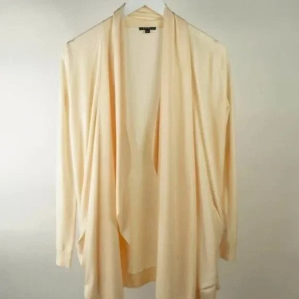 Theory Aya Fluidity Cream Open-Front Cardigan - image 1